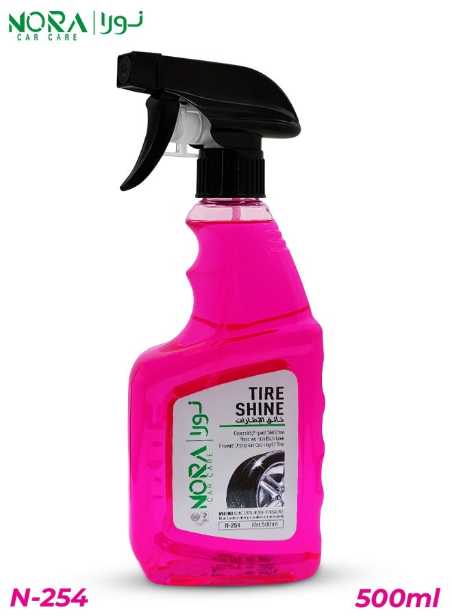 NORA N-254 Tire Shine Spray, Wet-Black High Gloss Finish, Long-Lasting Protection Up to Two Weeks, Conditions, Preserves & Restores Tire's Deep Black Color, Easy 500ml Spray - Image 1