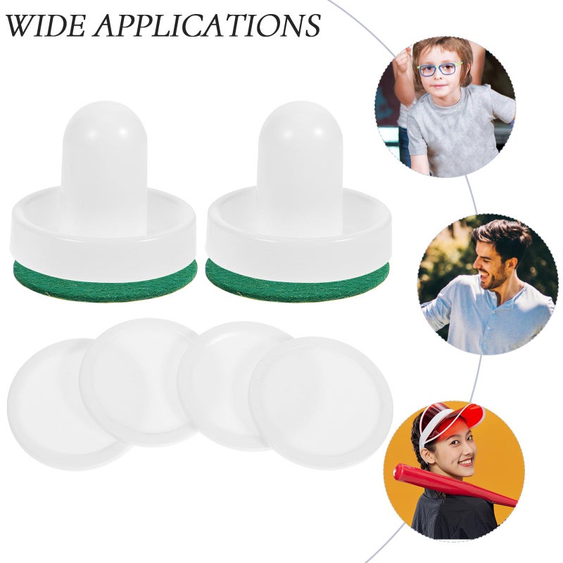 White Plastic Air Hockey Pusher Set with 60mm Pushers 51mm Balls and Fleece Pads Replacement Accessories - Image 5