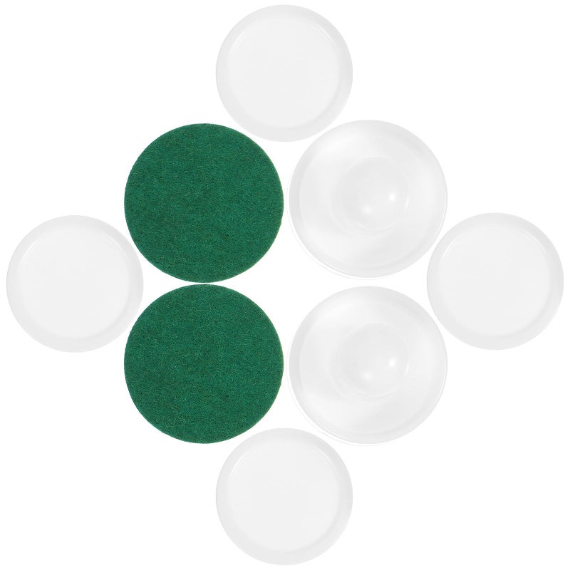 White Plastic Air Hockey Pusher Set with 60mm Pushers 51mm Balls and Fleece Pads Replacement Accessories - Image 2
