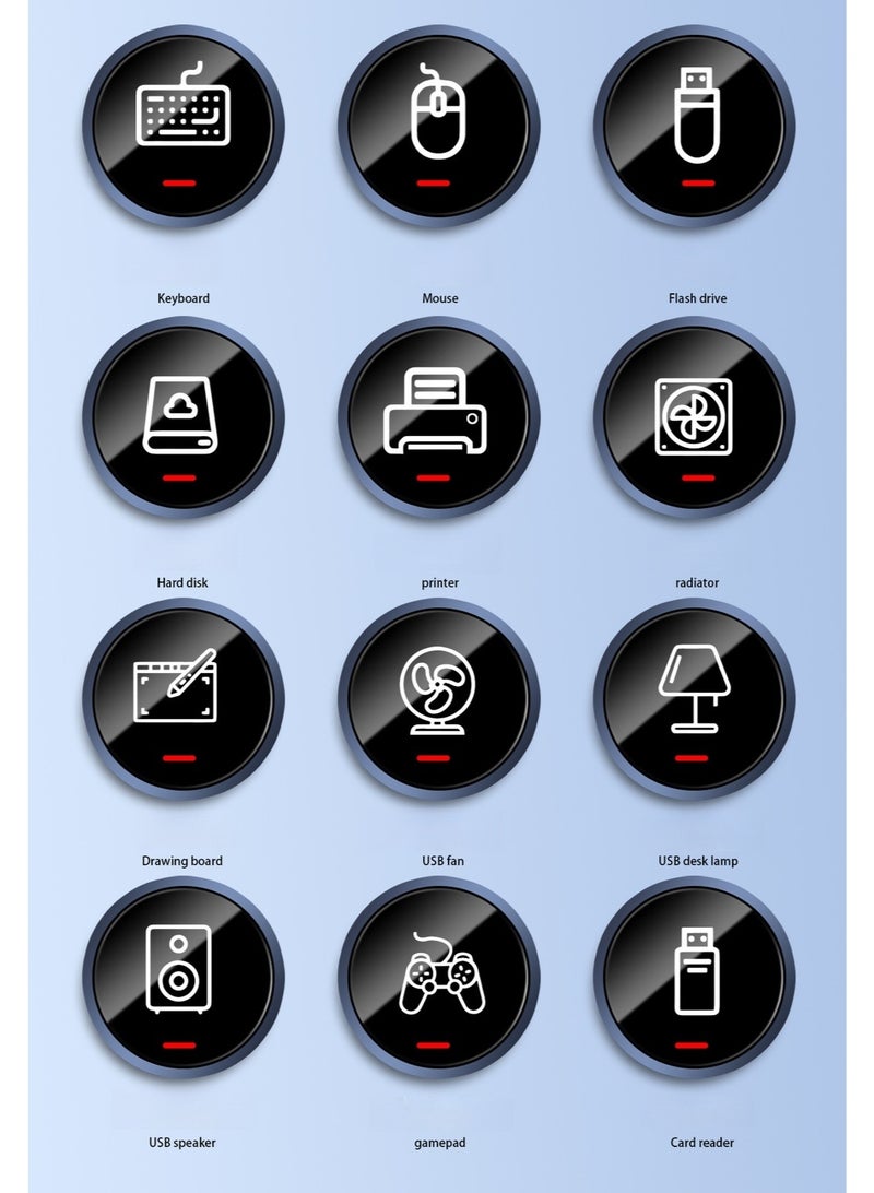 Yegni High-speed 7-port 2.0 hub for colorful ambient lighting one-to-seven port expansion dock with external power supply - Image 4