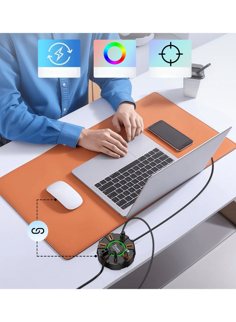 Yegni High-speed 7-port 2.0 hub for colorful ambient lighting one-to-seven port expansion dock with external power supply - Image 5