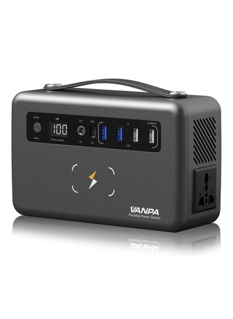 200W Portable Power Station, Max 180Wh Lithium Battery Solar Powerbank With AC/DC/PD/USB Wireless Output For Camping
