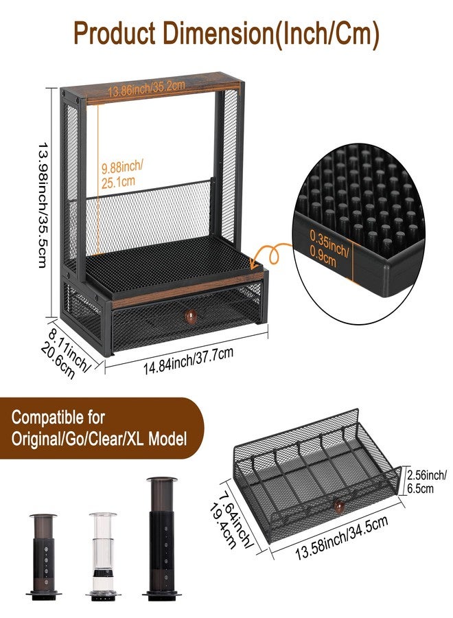 TQVAI Coffee Bar Organizer, Compatible for Original/Go/XL Model, Include Drip Mats, Countertop Coffee Station with Sliding Drawer for Flow Control Filter Cap Scoop, Black/Antique - Image 3