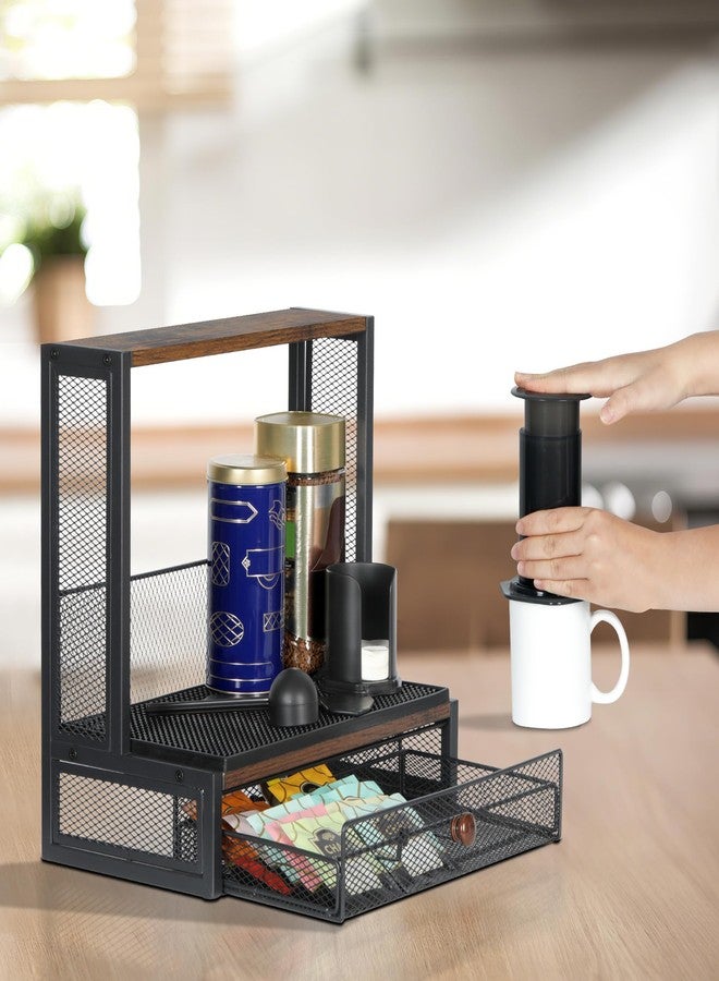 TQVAI Coffee Bar Organizer, Compatible for Original/Go/XL Model, Include Drip Mats, Countertop Coffee Station with Sliding Drawer for Flow Control Filter Cap Scoop, Black/Antique - Image 2