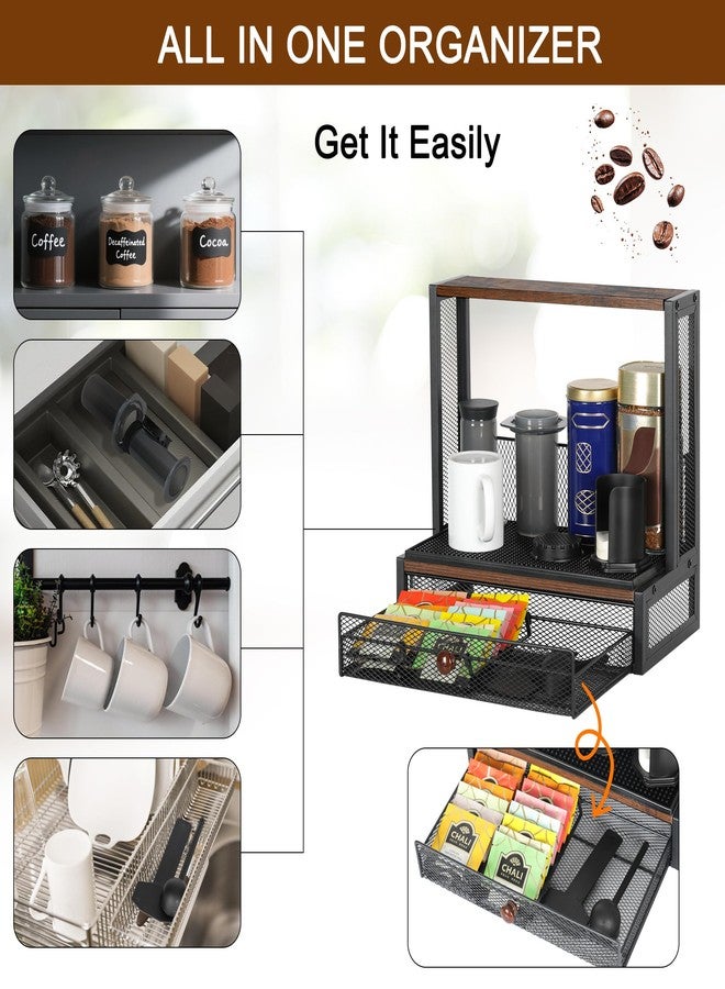 TQVAI Coffee Bar Organizer, Compatible for Original/Go/XL Model, Include Drip Mats, Countertop Coffee Station with Sliding Drawer for Flow Control Filter Cap Scoop, Black/Antique - Image 5