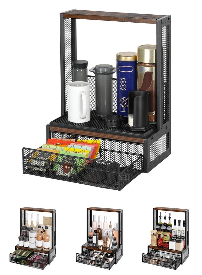 TQVAI Coffee Bar Organizer, Compatible for Original/Go/XL Model, Include Drip Mats, Countertop Coffee Station with Sliding Drawer for Flow Control Filter Cap Scoop, Black/Antique - Image 1