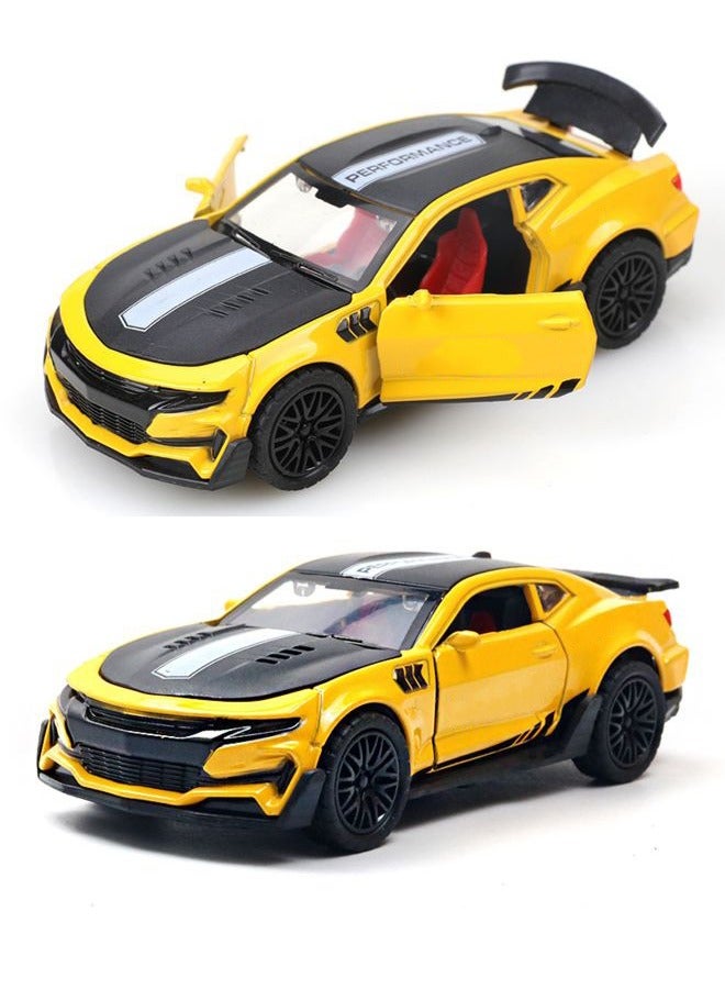 HALAMODO 1:36 Alloy Sports Car Model , Pull-Back Toy Car , Model Car for Kids Boy Girl Gift , Collectible Display ,Yellow/Black - Image 1