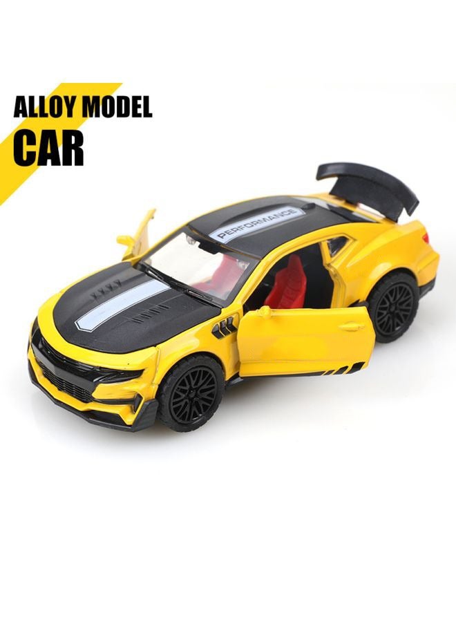 HALAMODO 1:36 Alloy Sports Car Model , Pull-Back Toy Car , Model Car for Kids Boy Girl Gift , Collectible Display ,Yellow/Black - Image 3