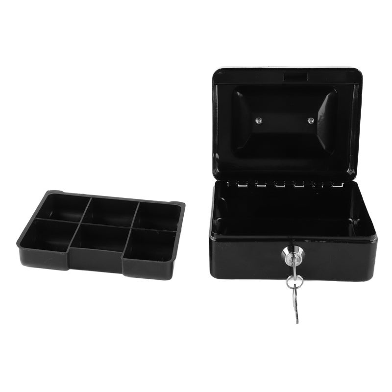 Metal Cash Box With 2 Keys Lock - Premium Metal Multipurpose Mini Safe for Home Car Kids Valuables Storage - Image 4