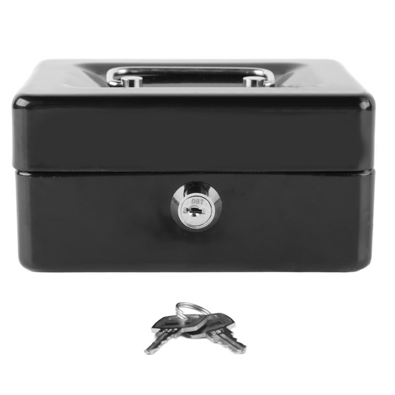Metal Cash Box With 2 Keys Lock - Premium Metal Multipurpose Mini Safe for Home Car Kids Valuables Storage - Image 2
