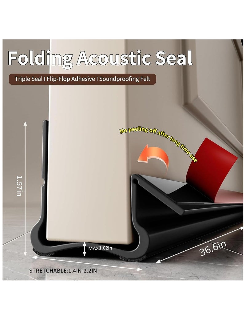 Under Door Draft Stopper, Door Gap Sweep Seal Strip Anti-Detachment Design Weather Stripping Noise Blocker with Strong Adhesive Door Insulation Guard Black - Image 2