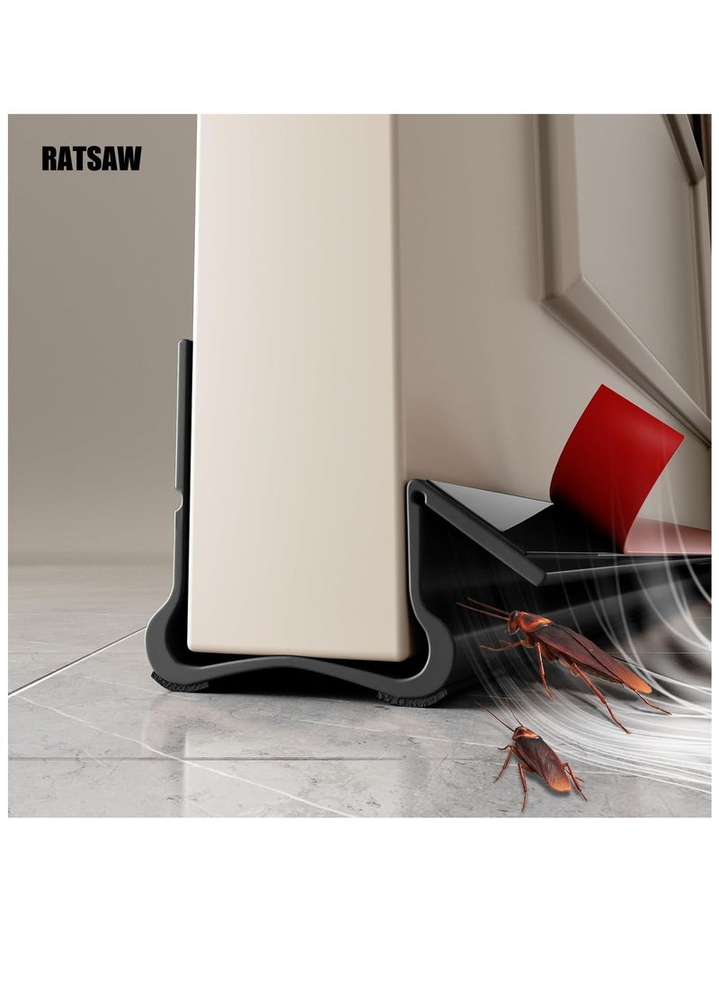 Under Door Draft Stopper, Door Gap Sweep Seal Strip Anti-Detachment Design Weather Stripping Noise Blocker with Strong Adhesive Door Insulation Guard Black - Image 1