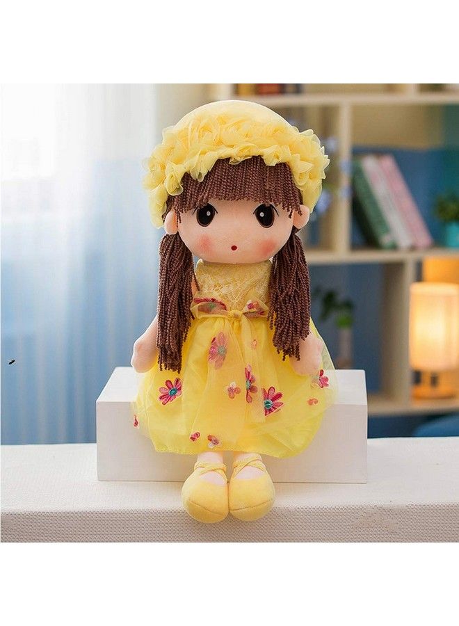 Tvoip Tulle Skirt Princess Plush Toy Phial Dolls Children Girls Doll Cute Little Girl Dolls, 18 Inch (Yellow)  - Image 3