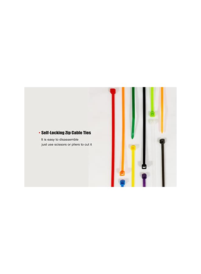promass 8 Inch 500pcs Colored Zip Ties 20lb Strength, Multi-Purpose Cable Ties - Image 3