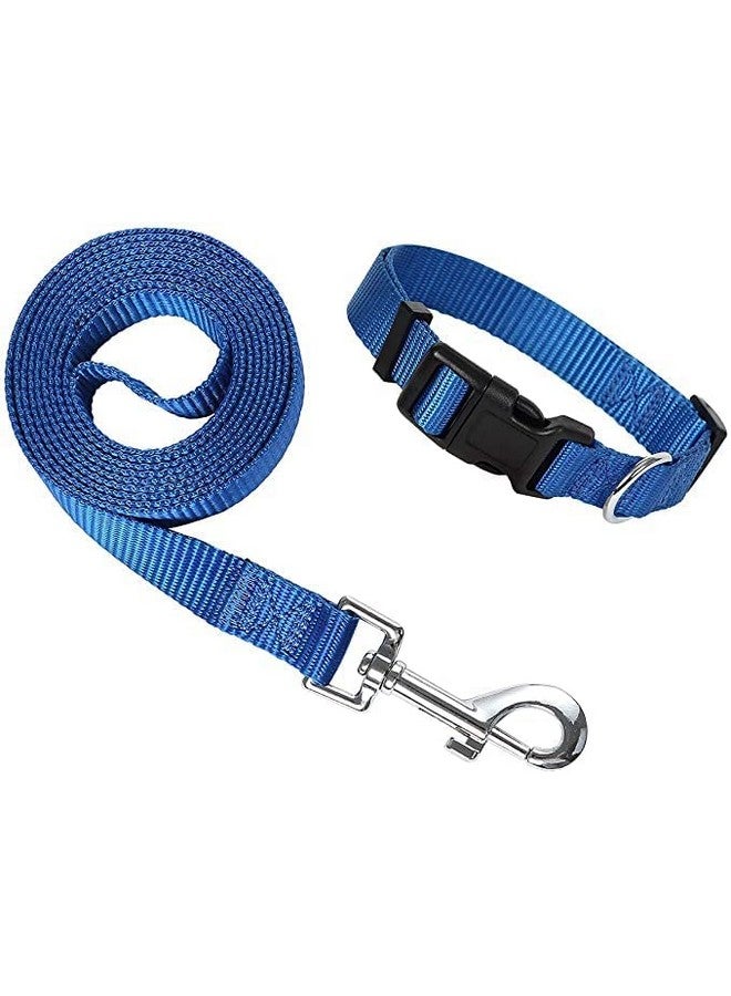 مجموعة طوق نايلون مقاس 0.5 بوصة ومقود قابل للتعديل مع حزام | مجموعة حزام مقاس 15 مم للكلاب والجراء (أزرق) - Image 4
