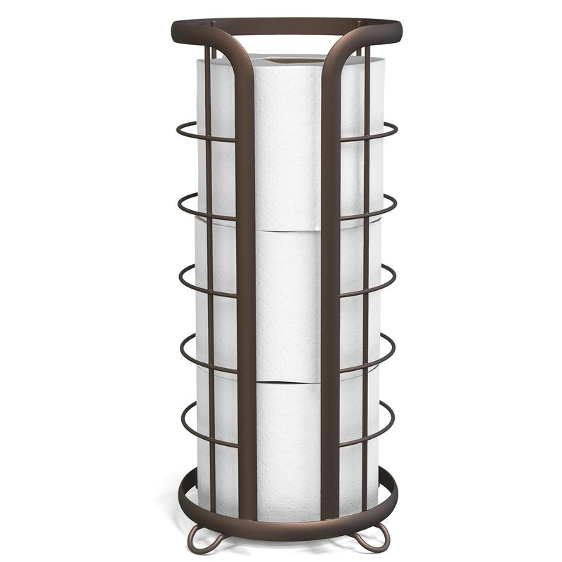 Brookstone , Bronze Toilet Paper Holder, Freestanding Bathroom Tissue Organizer, Minimalistic Storage Solution, Modern & Stylish Design [Holds MEGA Rolls] - Image 1