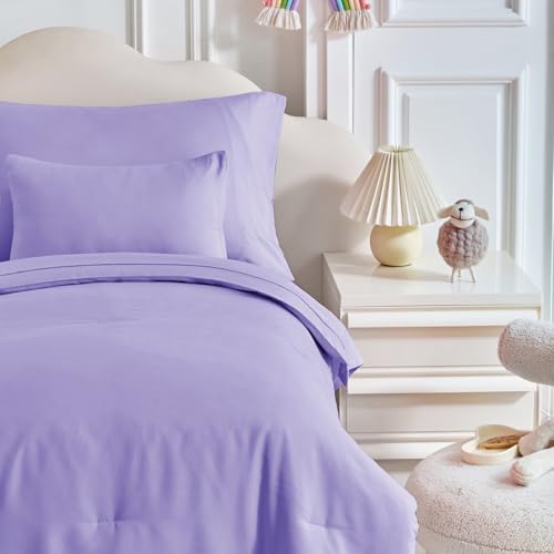 Uozzi Bedding Toddler Bedding Set - 5 Piece Soft and Breathable Toddler Bed Set for Boys and Girls, Includes Quilted Comforter, Fitted Sheet, Flat Top Sheet, Standard Pillowcase and Toddler Pillowcase, Purple - Image 4