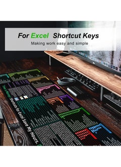 إكسوفيب لوحة ماوس Excel Shortcuts ممتدة للمكتب مع حواف مخيطة وقاعدة غير قابلة للانزلاق ولوحة مفاتيح كبيرة الحجم للمكتب 900 × 300 مم إصدار مطور  - Image 4