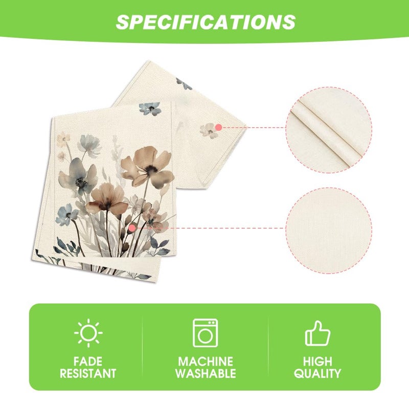 Artoid Mode Brown Poppy Floral Leaves Spring Table Runner, Seasonal Summer Kitchen Dining Table Decoration for Home Party Decor 13x72 Inch - Image 5
