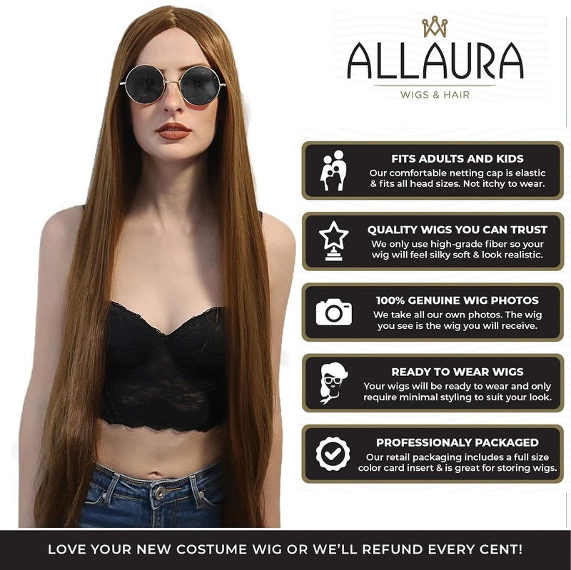 ALLAURA Long Straight 70's Hippie Wig – 24” Family Witch Cosplay - Compatible with Avril Lavigne Wig - Image 5