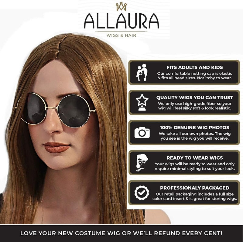 ALLAURA Long Straight 70's Hippie Wig – 24” Family Witch Cosplay - Compatible with Avril Lavigne Wig - Image 2