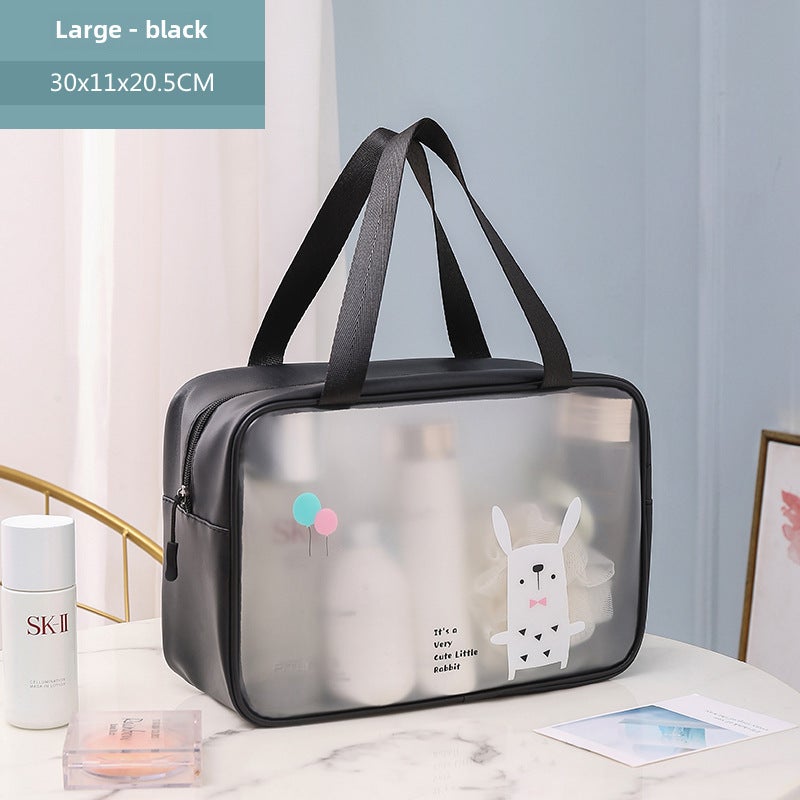 Gena's New Cartoon Pvc Cosmetic Bag, Transparent Toiletry Bag, Swimming Bag, Cute Cosmetics Bag, Pu Double Handbag, Waterproof(Black large) - Image 1