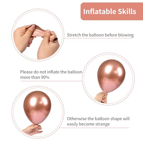 RUBFAC 129pcs Rose Gold Balloons Different Sizes 18 12 10 5 Inches, Latex Balloon Garland Arch Kit for Birthday Party Valentine's Day Baby Shower Graduation Wedding Holiday Decoration - Image 3