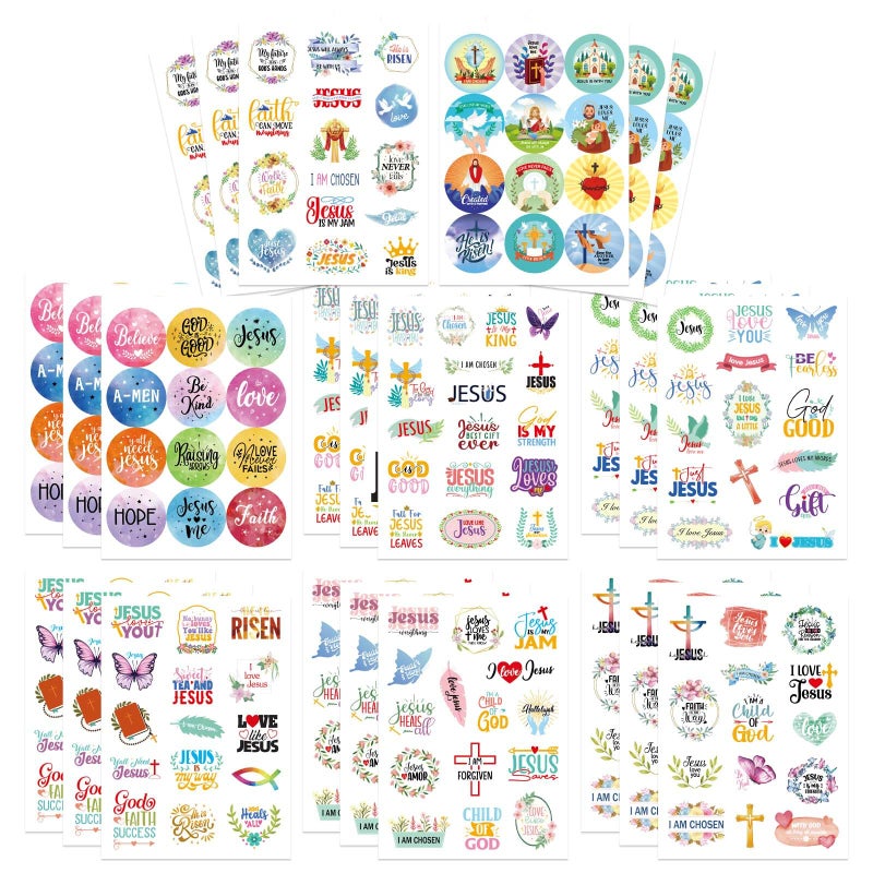 DUJAA 348 PCS Inspirational Christian Stickers, Bible Verse Jesus Stickers for Laptop, Phone Cases, Scrapbook Religious Faith Wisdom Words Sticker Christian Easter Gifts - Image 1