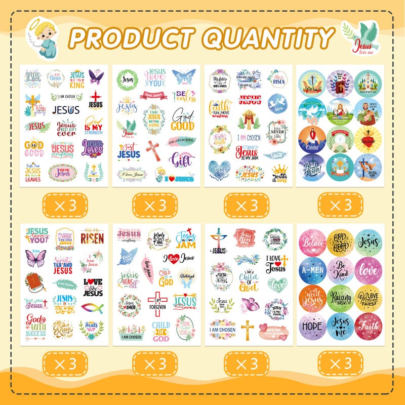 DUJAA 348 PCS Inspirational Christian Stickers, Bible Verse Jesus Stickers for Laptop, Phone Cases, Scrapbook Religious Faith Wisdom Words Sticker Christian Easter Gifts - Image 2