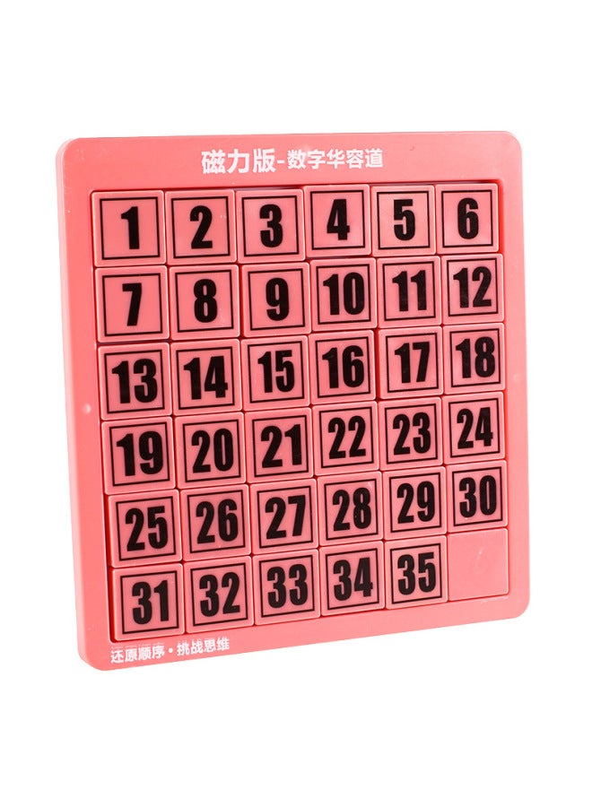 A Generation Of Digital Huarong Road Square Magnetic Version Of Children's Educational Toys Primary School Gift Toys-Color:Non-magnetic 6th Level Pink - Image 1