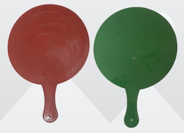 advancedestore light weight hand held summer cooling fan Attractive Colors Home Decoration Summer Hand Held Plastic HandFan multicolor pack of 2 - Image 1