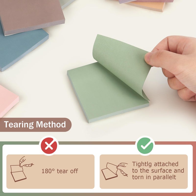 OSBOO Sticky Notes 3x3 Self-Stick Notes Pads with 8 Morandi Colors, Easy to Post for Office, School, Home, 8 Pads/Pack, 80 Sheets/Pad - Image 4