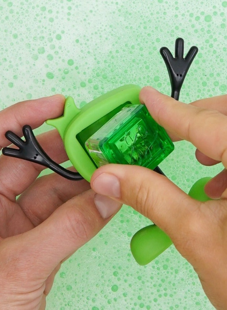 Glo Pals Bath Toys Character & Water-Activated Light-Up Cubes - Sensory Toys for Girls & Boys - Sami + 2 Green Cubes - Image 4