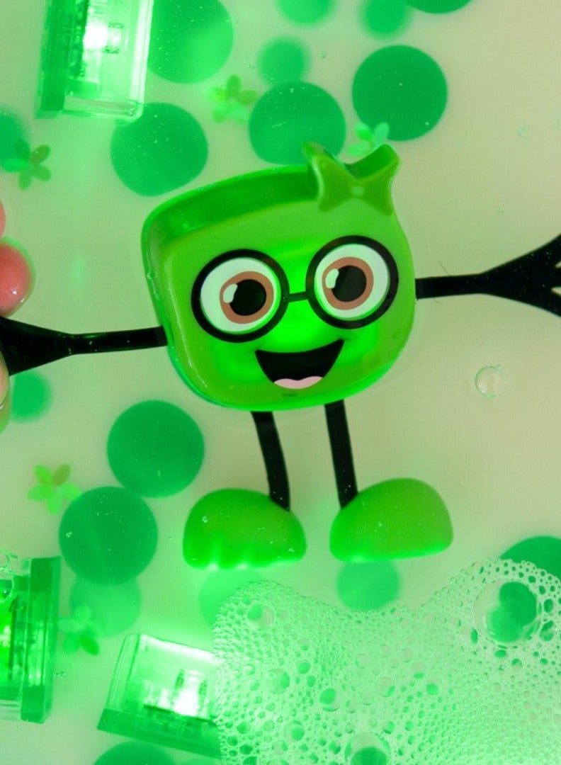 Glo Pals Bath Toys Character & Water-Activated Light-Up Cubes - Sensory Toys for Girls & Boys - Sami + 2 Green Cubes - Image 5