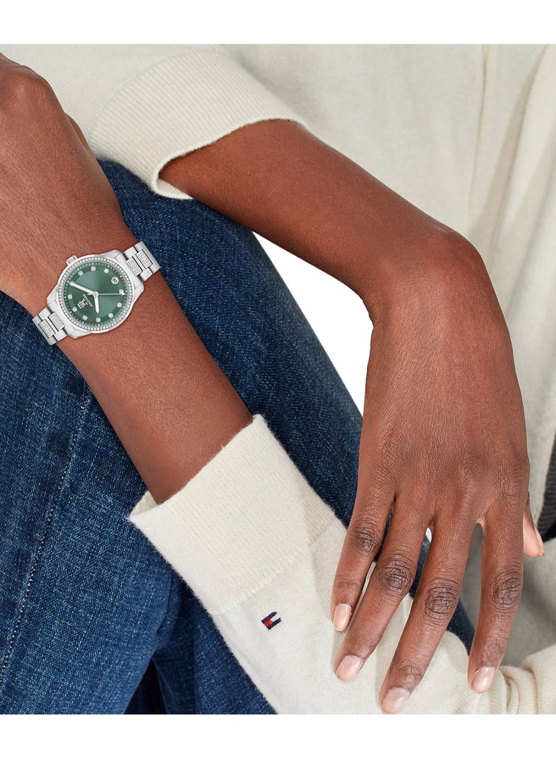 TOMMY HILFIGER ROUND ANALOG WOMEN'S GREEN CASE WATCH - 1782759 - Image 4