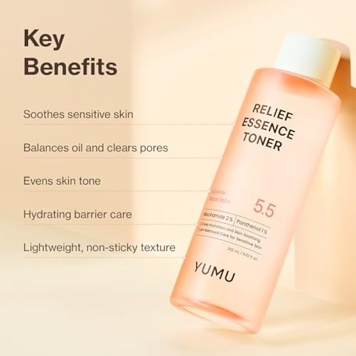 YUMU Licorice Relief Essence Toner for Sensitive Skin, Niacinamide, Panthenol, Fragrance-Free, Soothing & Hydrating (255ml / 8.62 fl. oz.) - Image 2