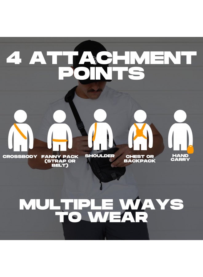 Magnetic Bag Company - Black Crossbody Bag Sling Chest Bag for Men and Women | Magnetic Gym Bag for Gym, Travel, Work, and Sports | Keep Your Items Off the Dirty Gym Floor with Magnetic Attachment - Image 3