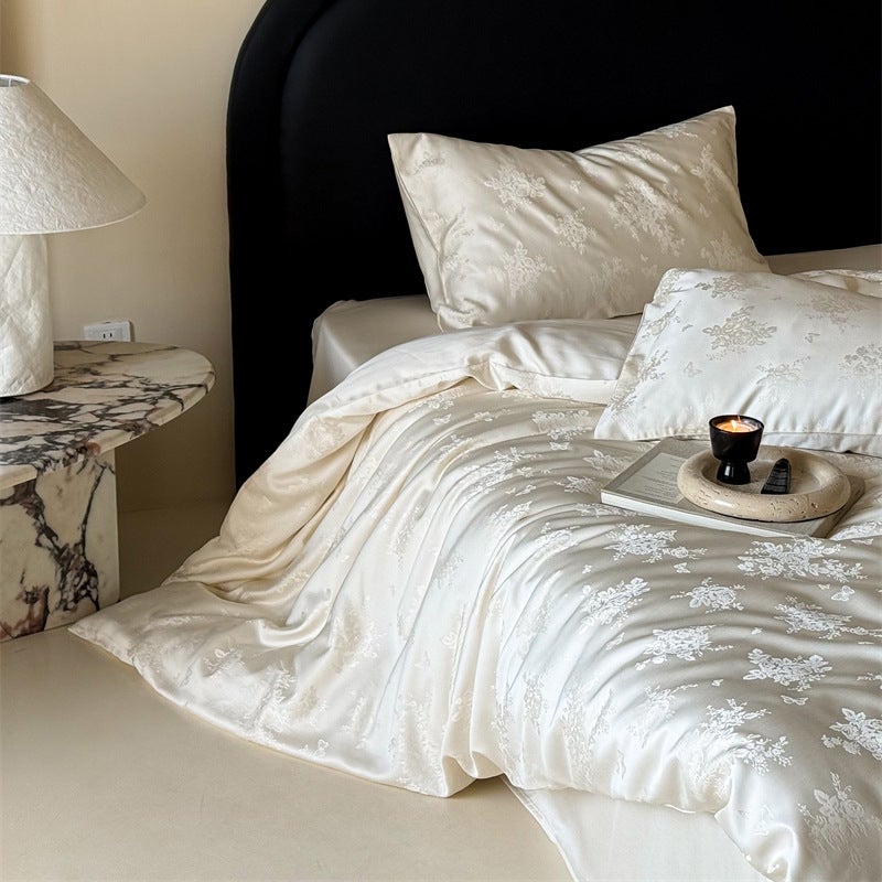 100s Tencel Lyocell 4-Piece Bedding Set with Cloud Mist Blue Pattern - Cool Touch, Light Luxury - Image 3