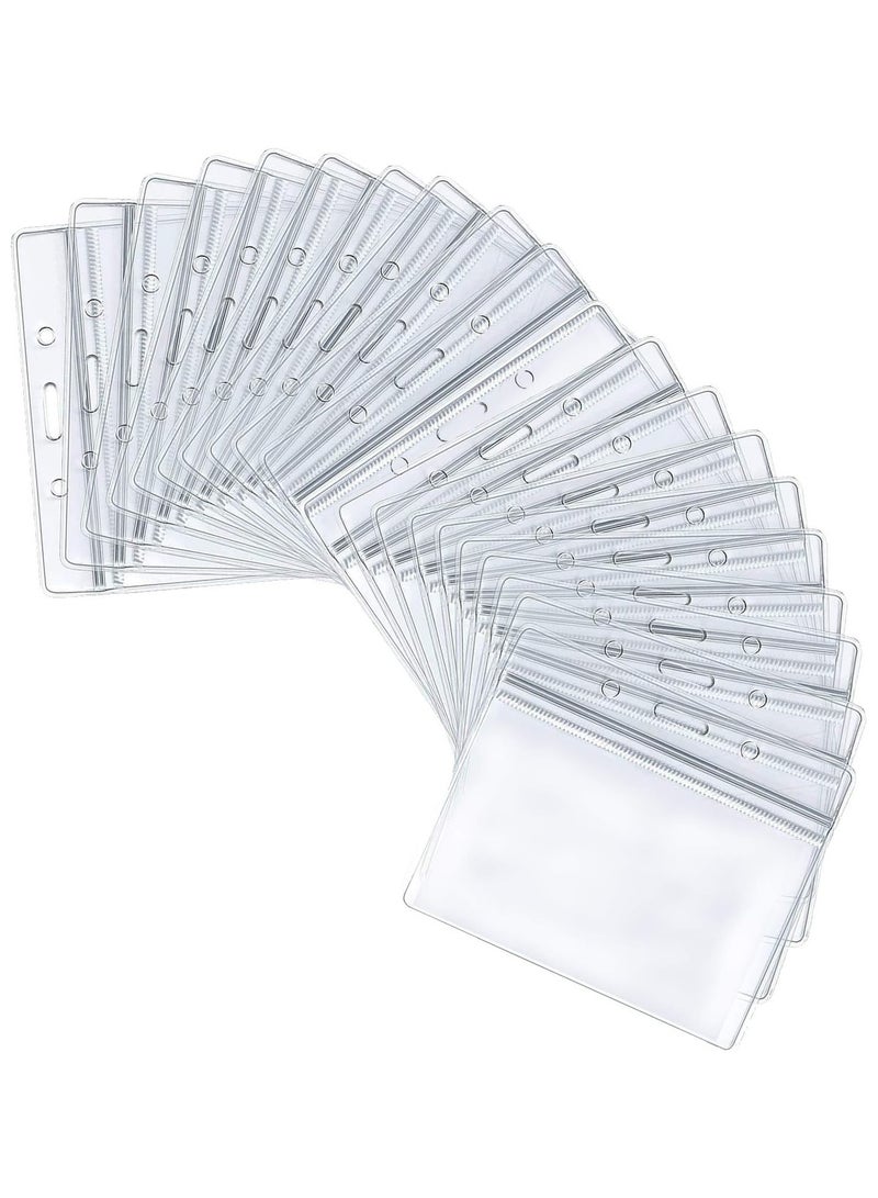 GGOOT 20PCS Plastic Card Holder, Transparent Clear Horizontal Waterproof Name Tag Badge ID Card Holders ID Badge Card Plastic Wallets Pocket Holder Double Sided Badge Holders Lanyard Card Holder  - Image 1