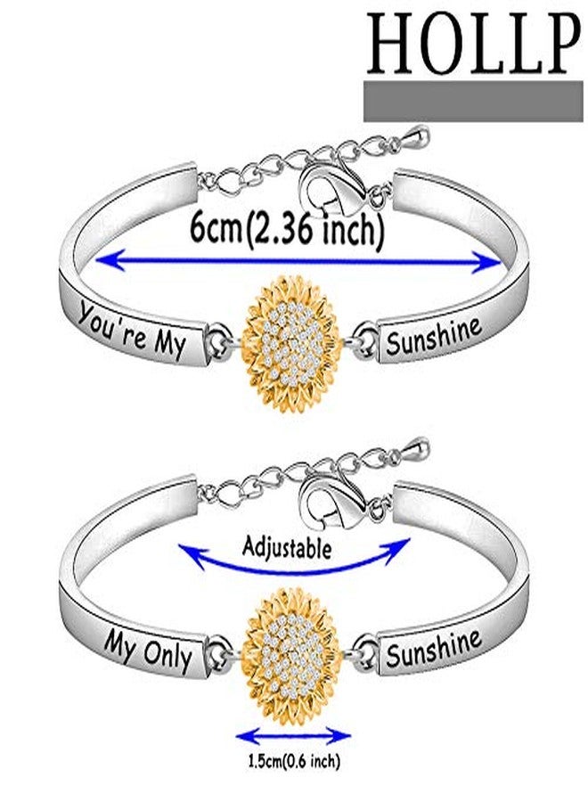 HOLLP Sunflower Bracelet Set For Women Friendship Jewelry You are My Sunshine My Only Sunshine Bracelet Mother gift Birthday Mother's Day Jewelry - Image 2