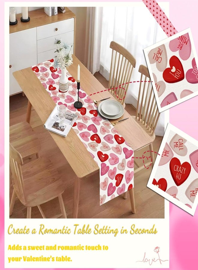 Oeyliz Valentines Day Table Runner Valentines Day Table Decor Pink Red Love Heart Shaped Table Runner Kitchen Dining Table Decoration for Home Party Decor 13x72 Inch - Image 2