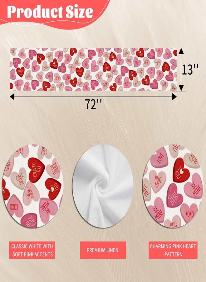Oeyliz Valentines Day Table Runner Valentines Day Table Decor Pink Red Love Heart Shaped Table Runner Kitchen Dining Table Decoration for Home Party Decor 13x72 Inch - Image 3