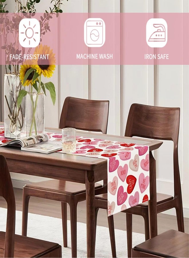 Oeyliz Valentines Day Table Runner Valentines Day Table Decor Pink Red Love Heart Shaped Table Runner Kitchen Dining Table Decoration for Home Party Decor 13x72 Inch - Image 4