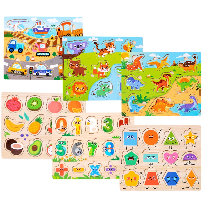 Children'S Educational Toys 4-6 Wooden Early Education Traffic Fruit Digital Animal Cognitive Plane Hand-Held Puzzle - Image 5