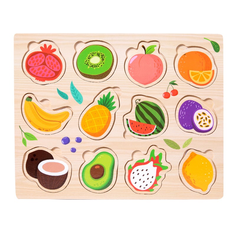 Children'S Educational Toys 4-6 Wooden Early Education Traffic Fruit Digital Animal Cognitive Plane Hand-Held Puzzle - Image 1