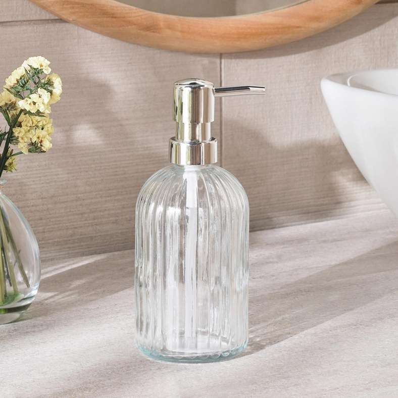 موزع صابون زجاجي شفاف للمنزل