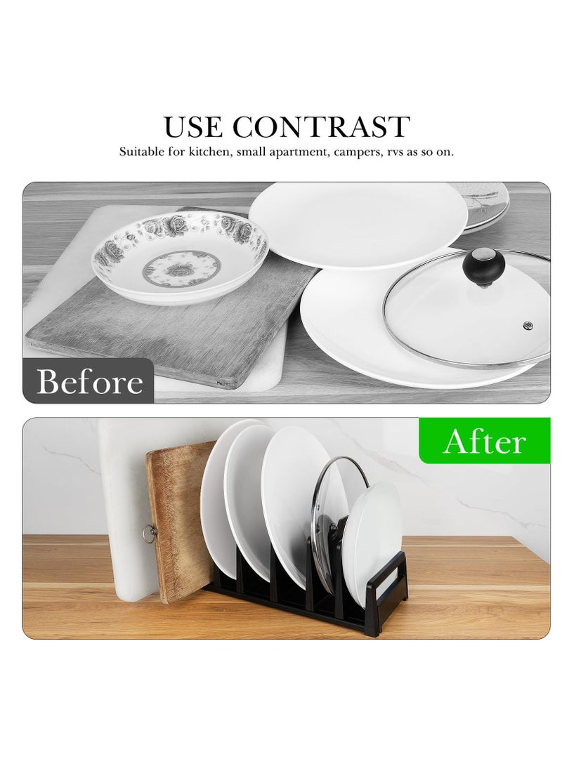 Excefore Pot and Pan Organizer, Desktop Pot Lid Holder Pot Organizers Inside Cabinet, Dish Organizer for Cabinet for Kitchen, Black - Image 4