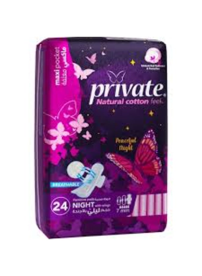 Natural Cotton Feminine Pad Maxi Pocket 24 Pads