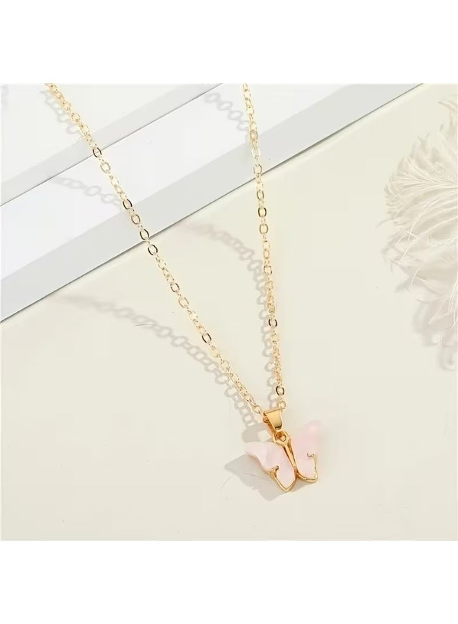 خاجول مجموعة من 6 قلادات فراشة أكريليك بسيطة ومتعددة الاستخدامات، هدايا مثالية للفتيات والأصدقاء والعائلة. - Image 5