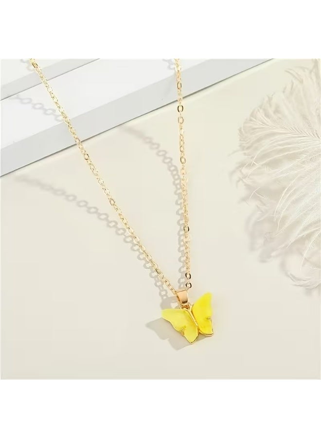 خاجول مجموعة من 6 قلادات فراشة أكريليك بسيطة ومتعددة الاستخدامات، هدايا مثالية للفتيات والأصدقاء والعائلة. - Image 3